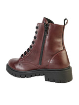 Burgundy Synthetic Leather Lace-Up Front & Side Zipper Block Heel Ankle Boot (TC-OS-0320-BUR)