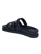 Black Synthetic Leather Velcro Slider Flats For Men (TC-OS-301MEN-BLK)