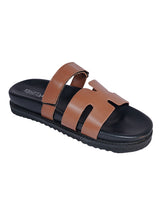 Dark Camel Synthetic Leather Velcro Slider Flats For Men (TC-OS-301MEN-DCML)