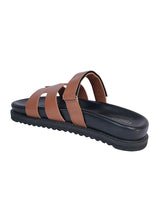 Dark Camel Synthetic Leather Velcro Slider Flats For Men (TC-OS-301MEN-DCML)