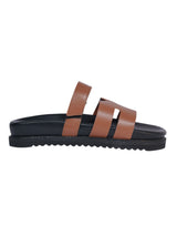 Dark Camel Synthetic Leather Velcro Slider Flats For Men (TC-OS-301MEN-DCML)