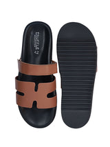 Dark Camel Synthetic Leather Velcro Slider Flats For Men (TC-OS-301MEN-DCML)