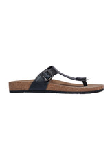 Black Synthetic Leather Cork-Latex Footbed Flats For Men (TC-OS-305MEN-BLK)