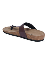 Dark Brown Synthetic Leather Cork-Latex Footbed Flats For Men (TC-OS-305MEN-DBRO)