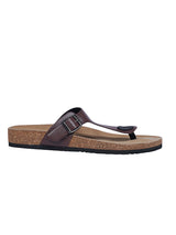 Dark Brown Synthetic Leather Cork-Latex Footbed Flats For Men (TC-OS-305MEN-DBRO)