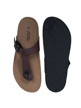 Dark Brown Synthetic Leather Cork-Latex Footbed Flats For Men (TC-OS-305MEN-DBRO)