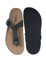 Olive Green Synthetic Leather Cork-Latex Footbed Flats For Men (TC-OS-305MEN-OLI)