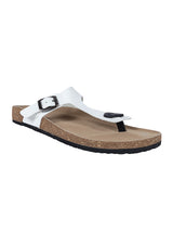 White Synthetic Leather Cork-Latex Footbed Flats For Men (TC-OS-305MEN-WHT)