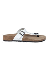 White Synthetic Leather Cork-Latex Footbed Flats For Men (TC-OS-305MEN-WHT)