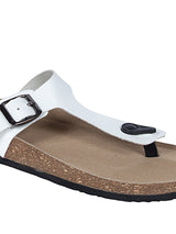 White Synthetic Leather Cork-Latex Footbed Flats For Men (TC-OS-305MEN-WHT)