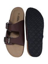 Dark Brown Synthetic Leather Cork-Latex Footbed Flats For Men (TC-OS-306MEN-DBRO)