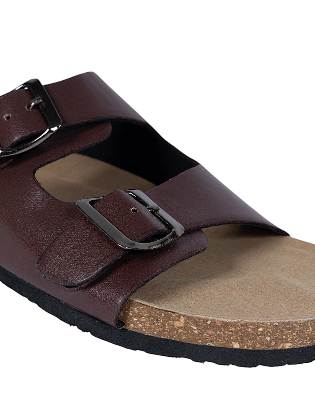Dbro Store Dark Brown Synthetic Leather Cork-Latex Footbed Flats For Men (TC-OS-3 ...