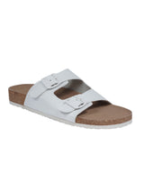 White Synthetic Leather Cork-Latex Footbed Flats For Men (TC-OS-306MEN-WHT)