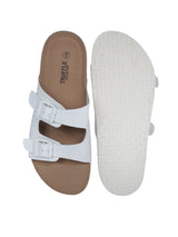 White Synthetic Leather Cork-Latex Footbed Flats For Men (TC-OS-306MEN-WHT)