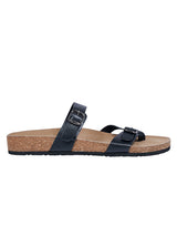 Black Synthetic Leather Cork-Latex Footbed Flats For Men (TC-OS-307MEN-BLK)
