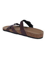 Dark Brown Synthetic Leather Cork-Latex Footbed Flats For Men (TC-OS-307MEN-DBRO)