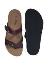 Dark Brown Synthetic Leather Cork-Latex Footbed Flats For Men (TC-OS-307MEN-DBRO)