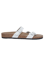 White Synthetic Leather Cork-Latex Footbed Flats For Men (TC-OS-307MEN-WHT)
