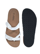 White Synthetic Leather Cork-Latex Footbed Flats For Men (TC-OS-307MEN-WHT)