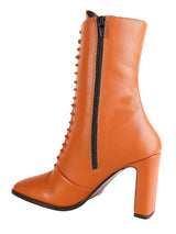 Tan Synthetic Leather Solid Block Heel Ankle Boots (TC-OSWP-3-TAN)