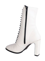 White Synthetic Leather Solid Block Heel Ankle Boots (TC-OSWP-3-WHT)
