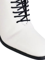 White Synthetic Leather Solid Block Heel Ankle Boots (TC-OSWP-3-WHT)