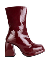 Burgundy Patent Leather Solid Chunky Platform Heel Ankle Boots (TC-OSWP-4-BUR)