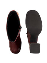Burgundy Patent Leather Solid Chunky Platform Heel Ankle Boots (TC-OSWP-4-BUR)