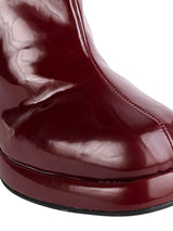 Burgundy Patent Leather Solid Chunky Platform Heel Ankle Boots (TC-OSWP-4-BUR)