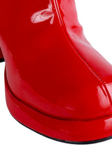 Red Patent Leather Solid Chunky Platform Heel Ankle Boots (TC-OSWP-4-RED)