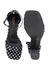 Black Open Toe White Polka-Dot Block Heel Sandal (TC-RAH29-BLKPD)