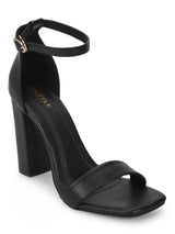 Black PU Stylish Buckle Block Sandals (TC-RAH29-BLKPU)