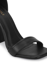 Black PU Stylish Buckle Block Sandals (TC-RAH29-BLKPU)