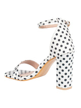 White Open Toe Black Polka-Dot Block Heel Sandal (TC-RAH29-WHTPD)