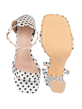 White Open Toe Black Polka-Dot Block Heel Sandal (TC-RAH29-WHTPD)