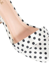 White Open Toe Black Polka-Dot Block Heel Sandal (TC-RAH29-WHTPD)