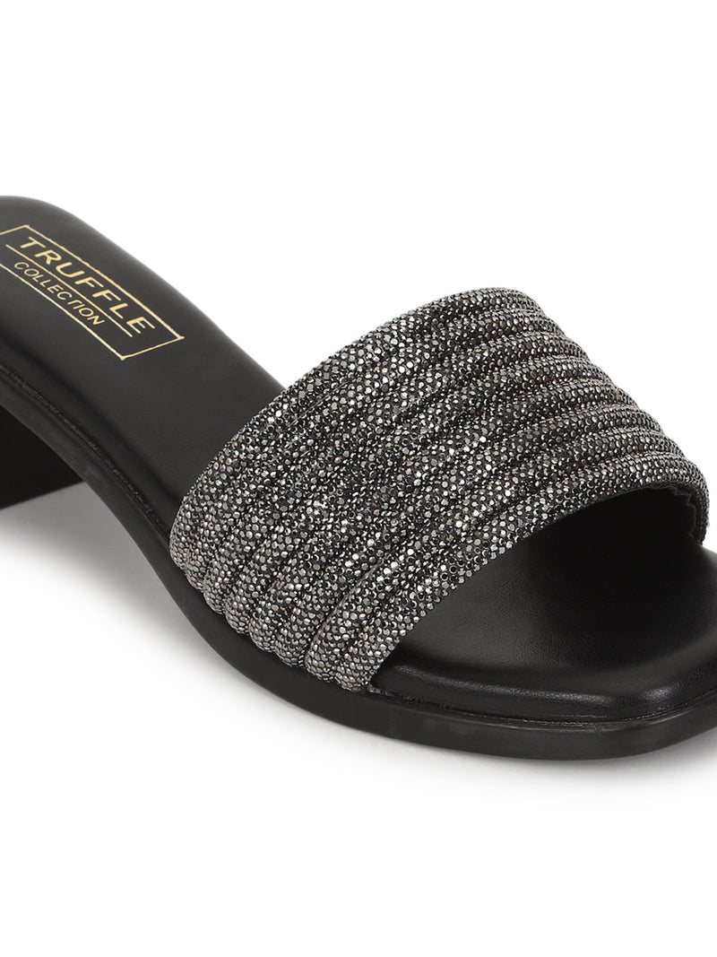 Black PU Block Sandals (TC-REN-T25-BLK)