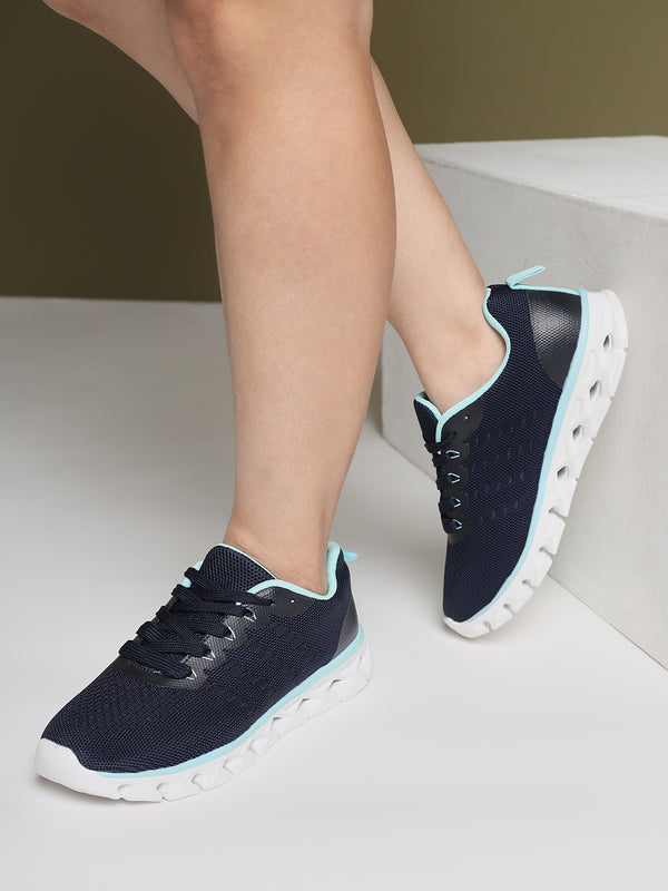 Blue Mesh Lace-Up Flat Sneakers (TC-RS2082-BLU)