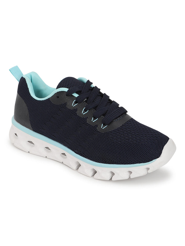Blue Mesh Lace-Up Flat Sneakers (TC-RS2082-BLU)