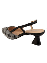 Black Textile Stylish Kitten Heels For Kids-Girls (TC-RS215A-BLK)