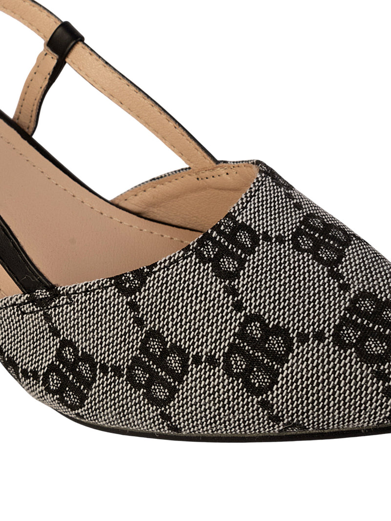 Black Textile Stylish Kitten Heels For Kids-Girls (TC-RS215A-BLK)