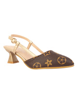 Gold Synthetic Leather Stylish Kitten Heels For Kids-Girls (TC-RS215B-GLD)