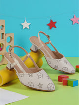 Black Synthetic Leather Stylish Kitten Heels For Kids-Girls (TC-RS215B-WHT)