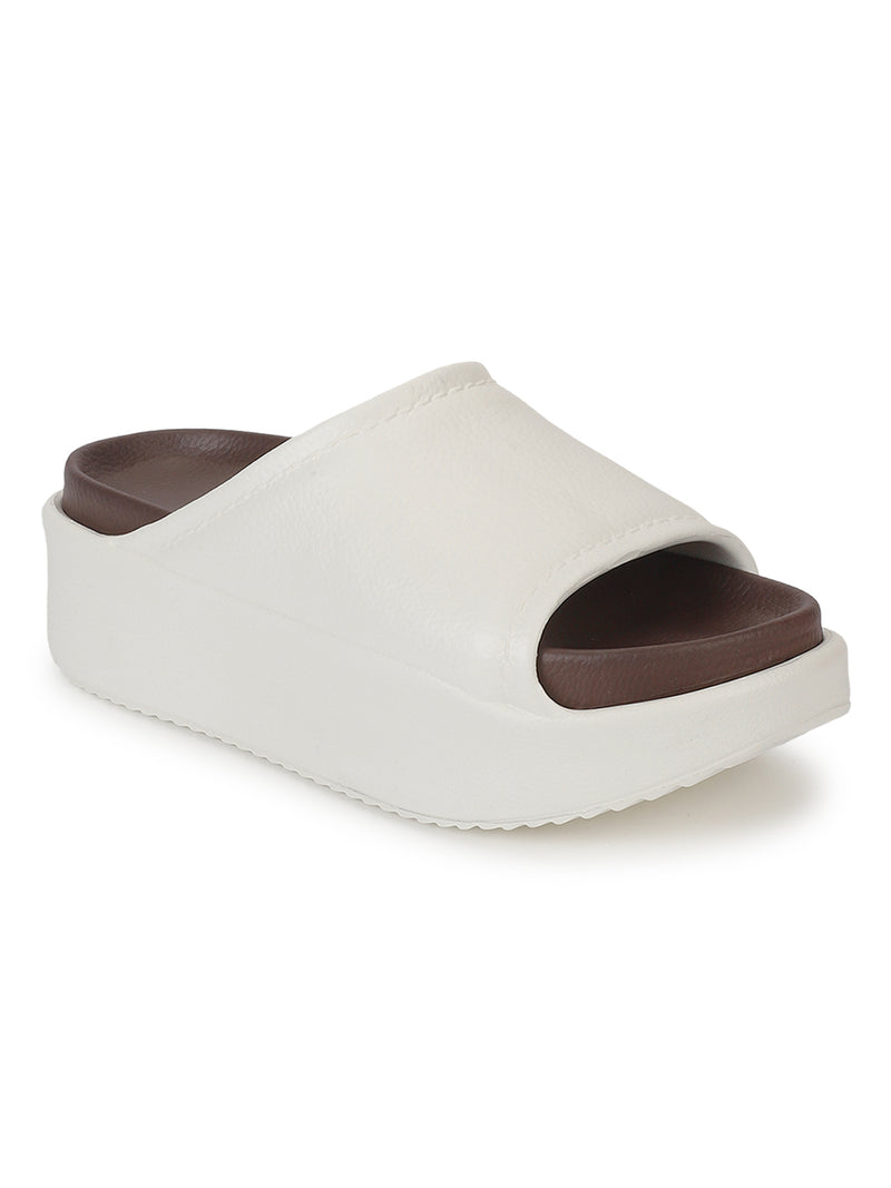White Brown PU Slip-On Flats (TC-RS2509-WHTBRO)