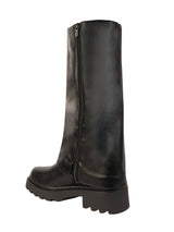 Black Synthetic Leather Winter High-End Stylish Long Boots (TC-RS35079-29-BLK)