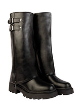 Black Synthetic Leather Winter High-End Stylish Long Boots (TC-RS35079-29-BLK)