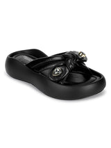 Black PU Diamond Stylish Flats (TC-RS3587-BLK)