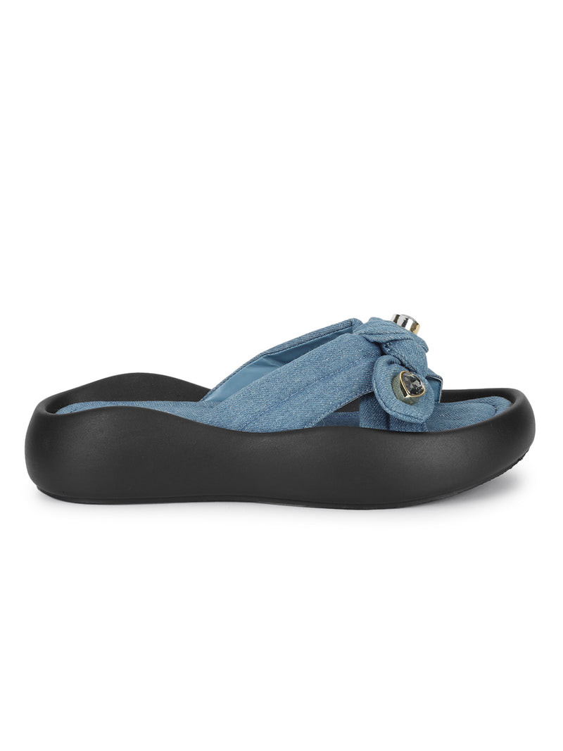 Denim Blue Diamond Stylish Flats (TC-RS3587-DNM)