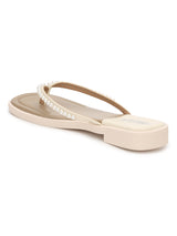 Beige PU Pearl Slip-On Flats (TC-RS3594-BEIG)