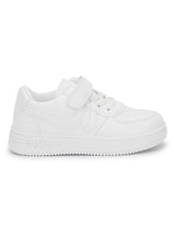 White PU Stylish Velcro Sneakers For Kids-Unisex (TC-RS3619-WHT)